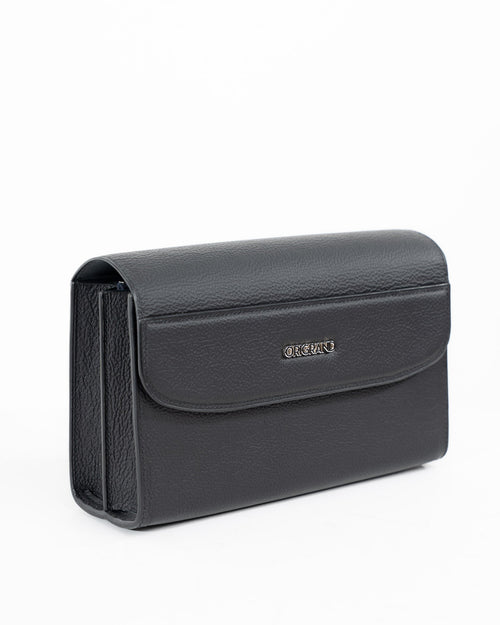 Origrand Black Calfskin Necessaire with silver Origrand logo plate