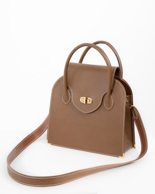 Origrand Classic Tote in tan leather with gold hardware