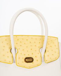 Origrand Ostrich Wing Tote — White & Yellow