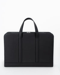 Origrand Open-Top Briefcase in black leather with dual handles