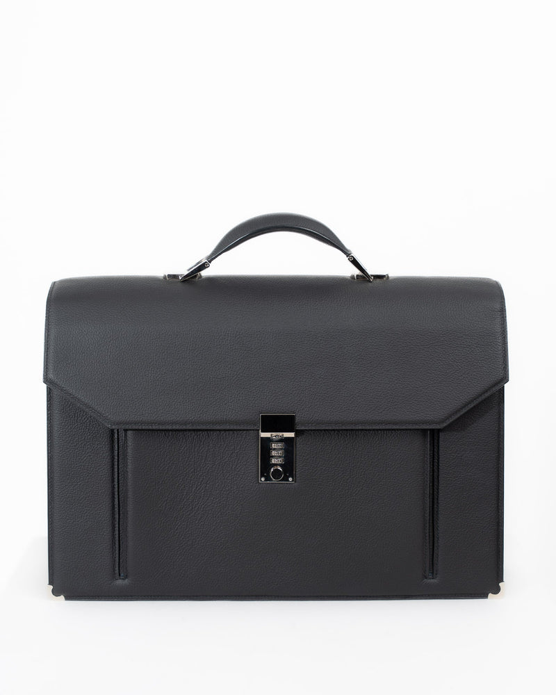 Origrand Executive Briefcase in black leather with combination lock