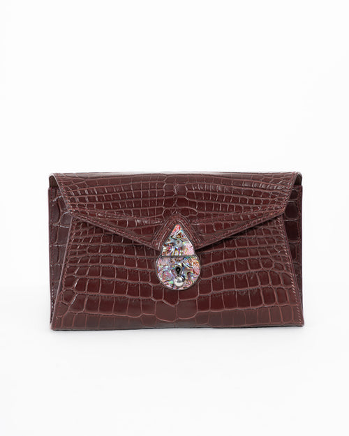 Origrand Crocodile Clutch — Bordeaux