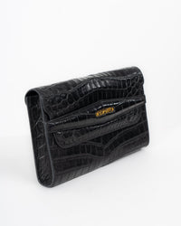 Origrand Black Crocodile Necessaire with gold Origrand logo clasp