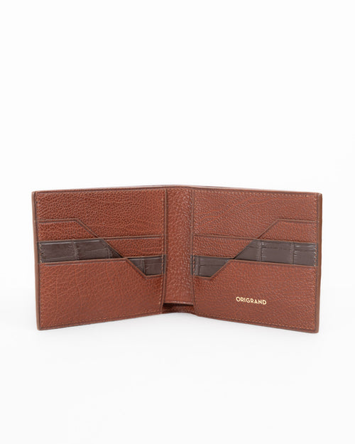Origrand Crocodile Wallet — Dark Brown