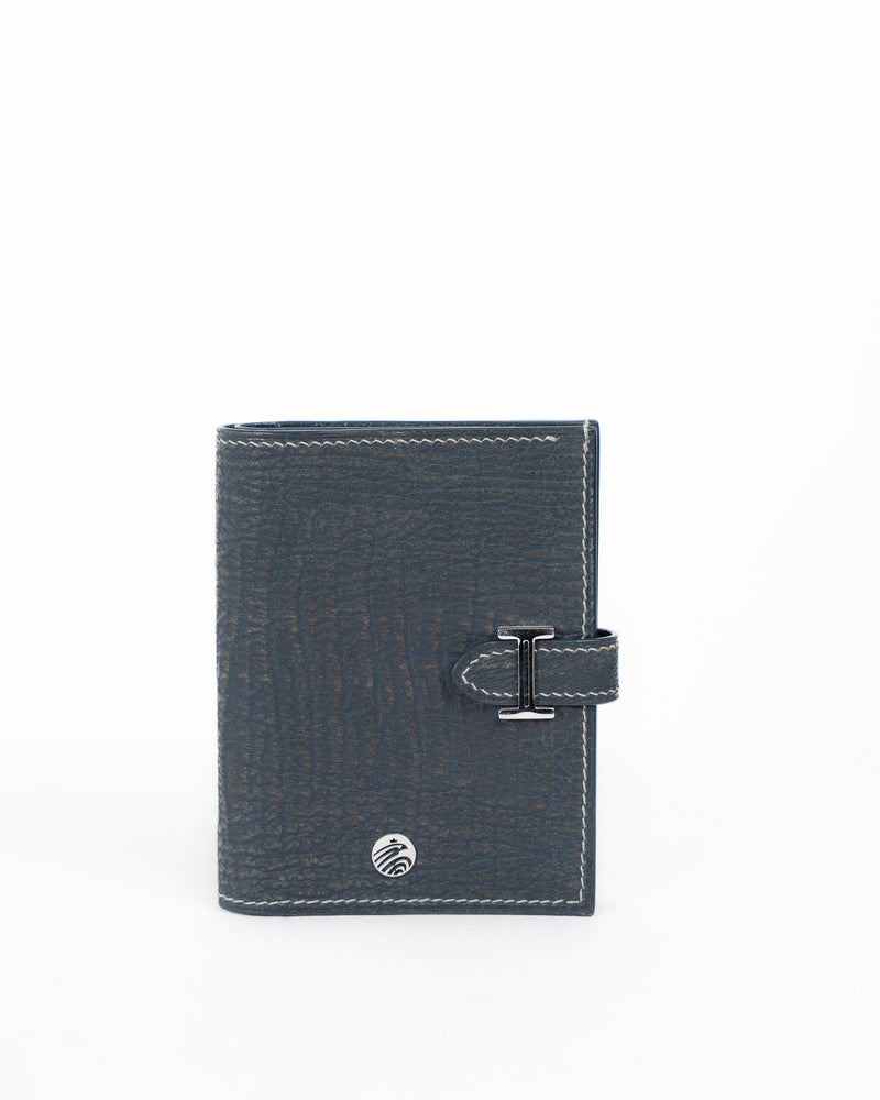 Origrand Slate Grey Shark Leather Wallet with silver T-bar clasp