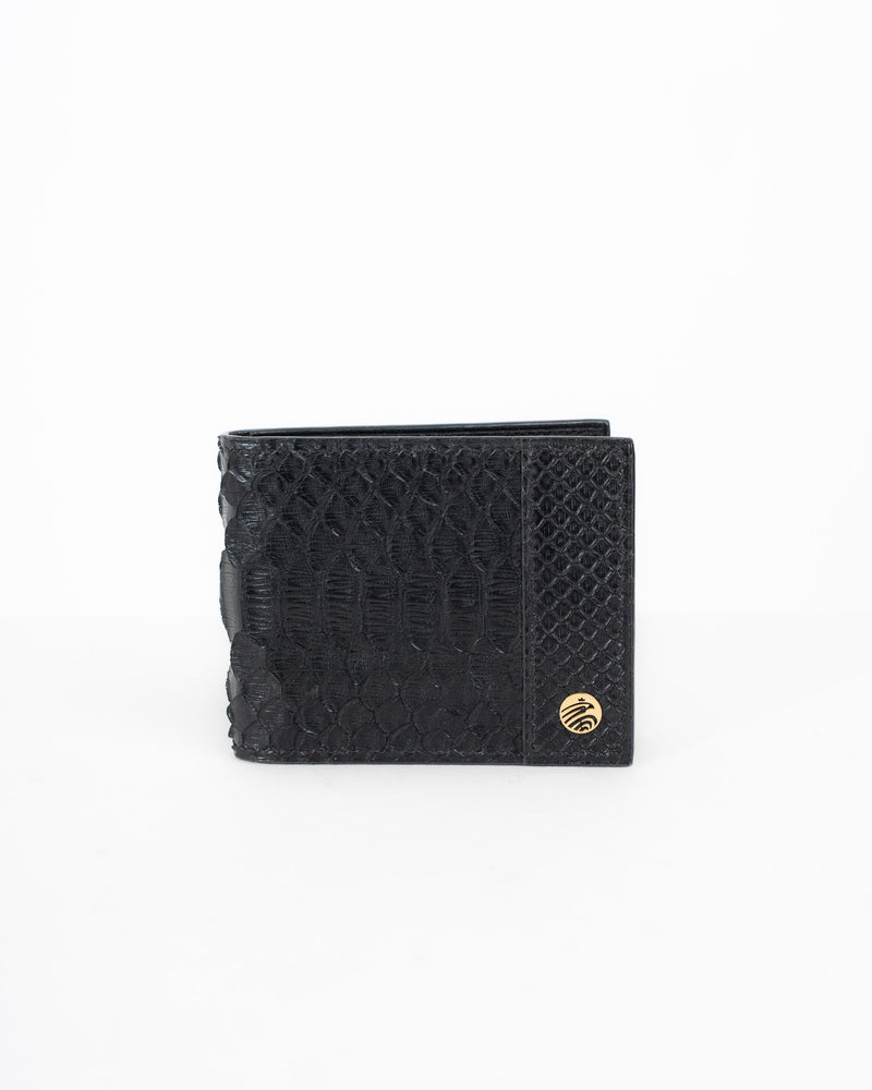Origrand Black Python Bifold Wallet with gold Origrand medallion