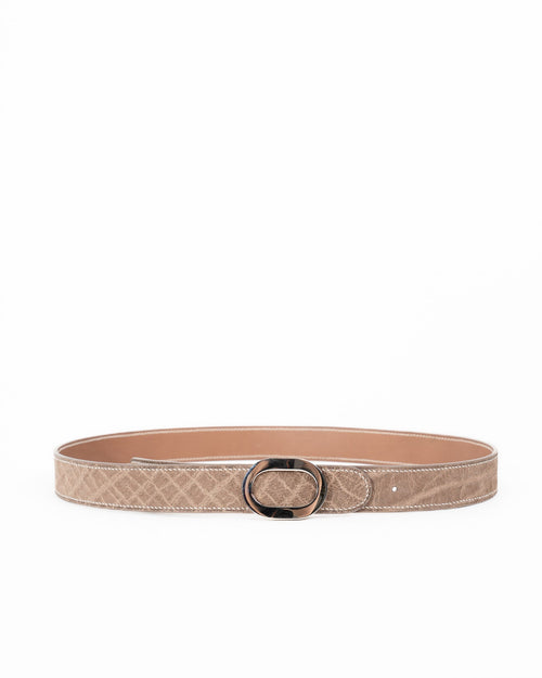 Origrand Elephant Leather Belt in beige with gold buckle