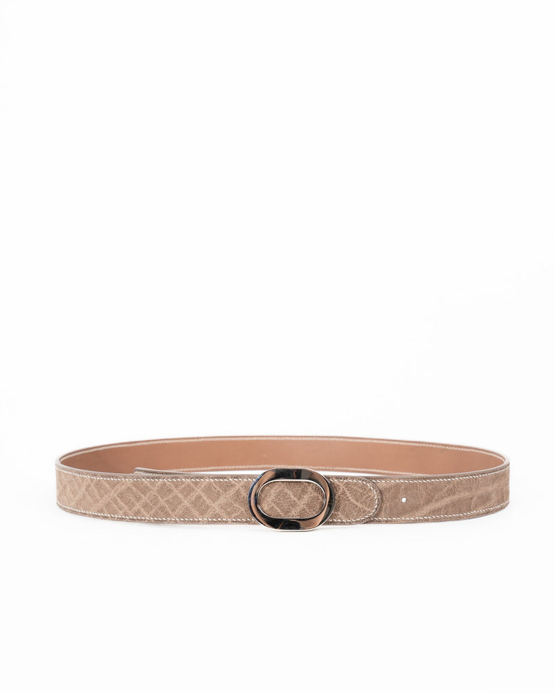 Origrand Elephant Leather Belt in beige with gold buckle
