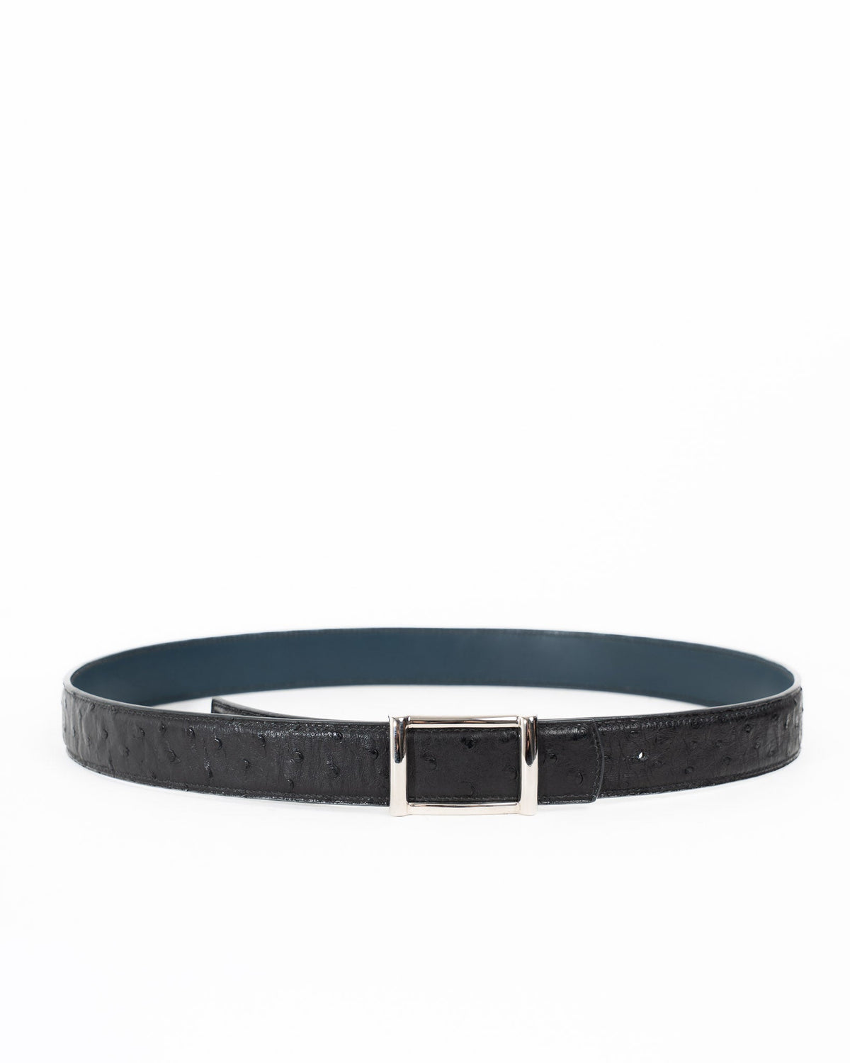 Origrand Ostrich Leather Belt — Navy