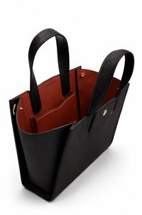 Ostrich Leather Winged Tote Noir — interior view