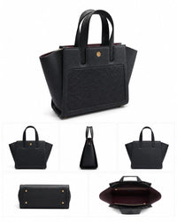 Ostrich Leather Winged Tote Noir — multiple angles