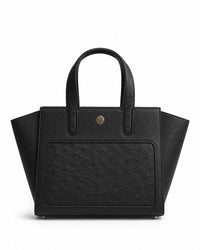 Ostrich Leather Winged Tote Noir — front view
